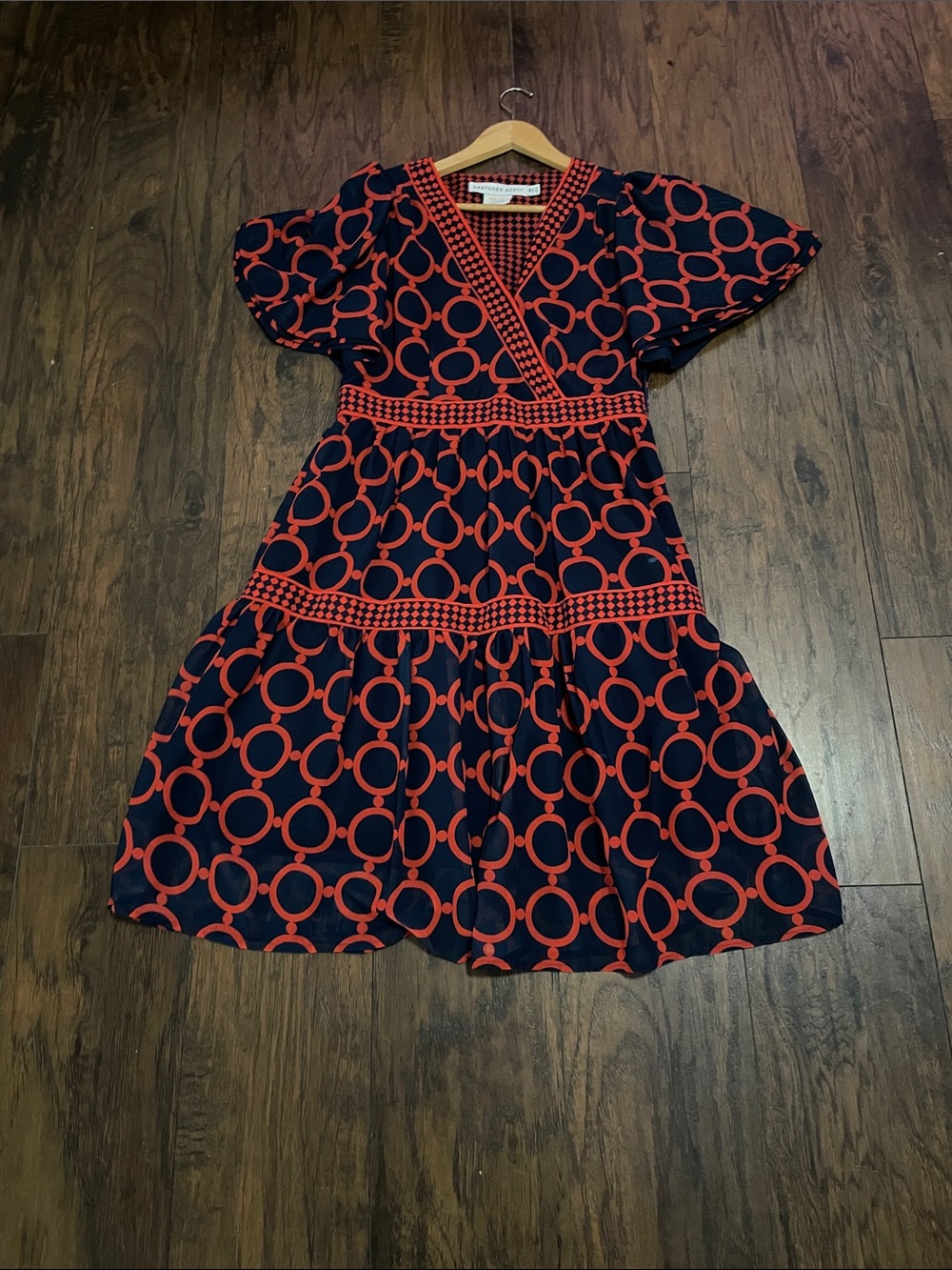 Gretchen Scott Designs Navy and Red Midi Dress
